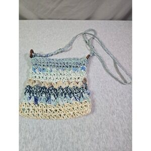 Capelli Straworld Dorfman Pacific Blue Green and Tan Zip Top Shoulder Bag Purse